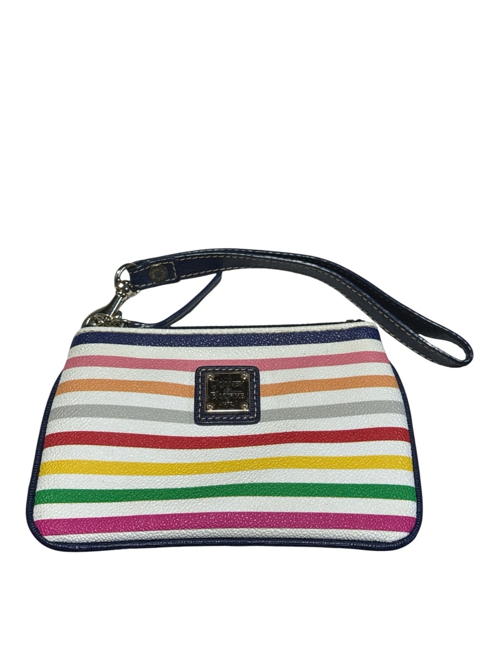 Vintage Dooney & Bourke Rainbow Stripe Coated Canvas Wristlet